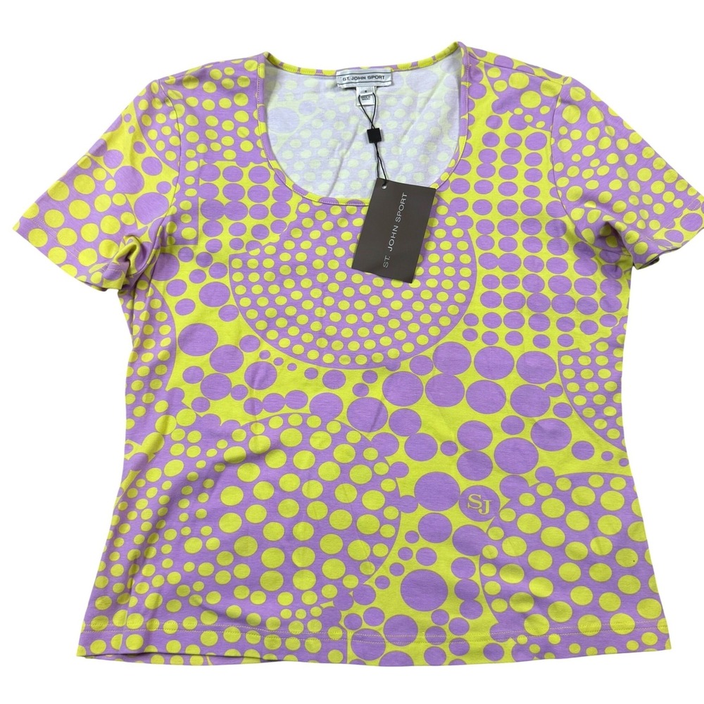 Purple & Yellow Dot Scoop Neck Top